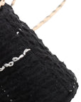 Pre-Loved Camera Bag Crossbody Bag Plaid Tweed Mini with Gold Hardware, Black and White