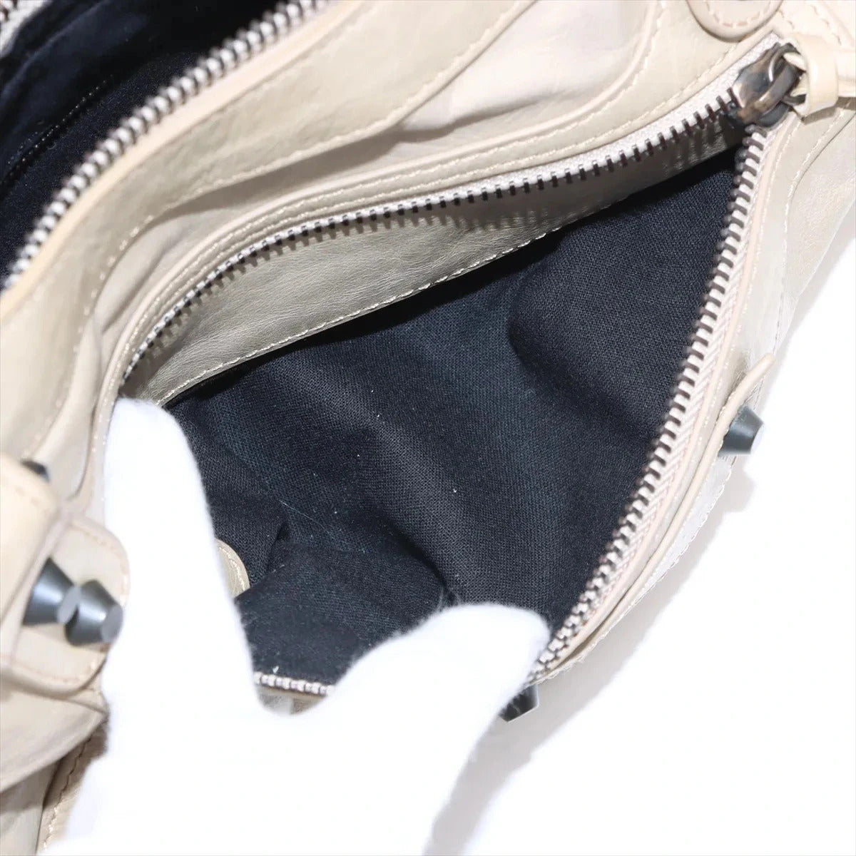 Pre-Loved First Handbag Leather Small with Aged Black Hardware, Beige
