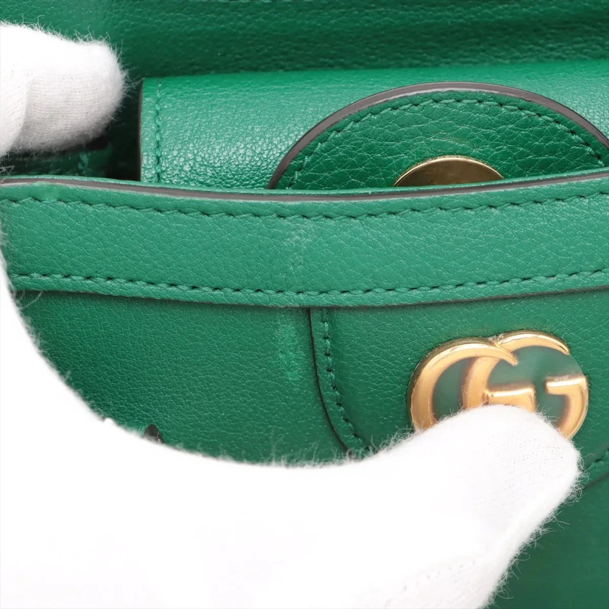 Pre-Loved Diana Bamboo Tote Leather Mini with Gold Hardware, Green