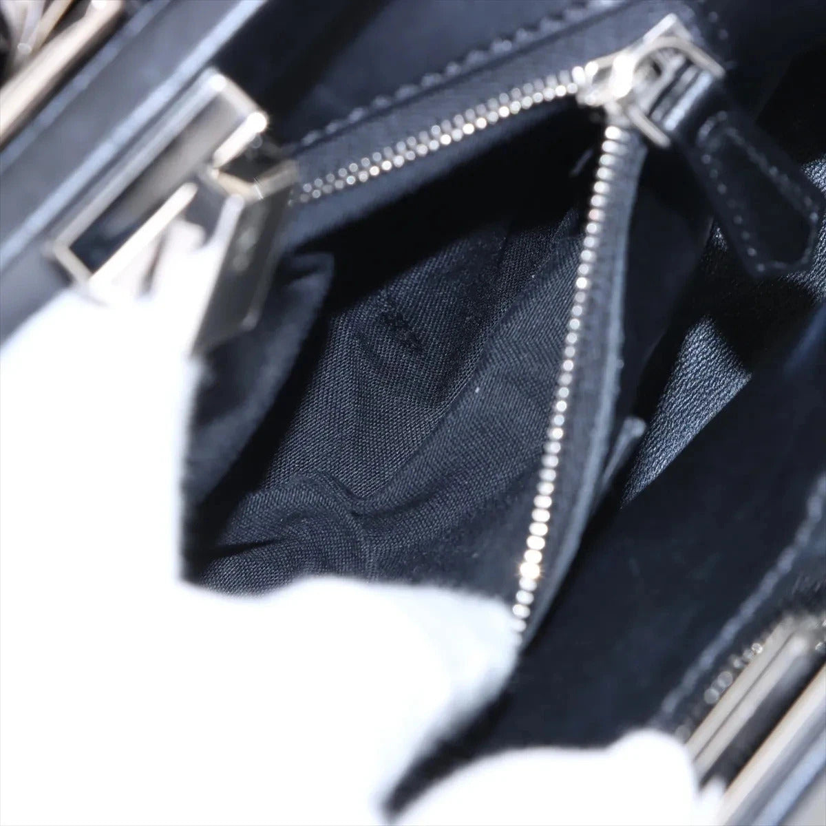 Pre-Loved Peekaboo Handbag Leather Mini with Silver Hardware, Black