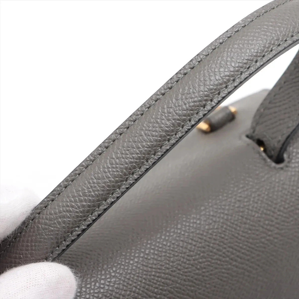 Pre-Loved Belt Bag Handbag Leather Micro with Gold Hardware, Grey