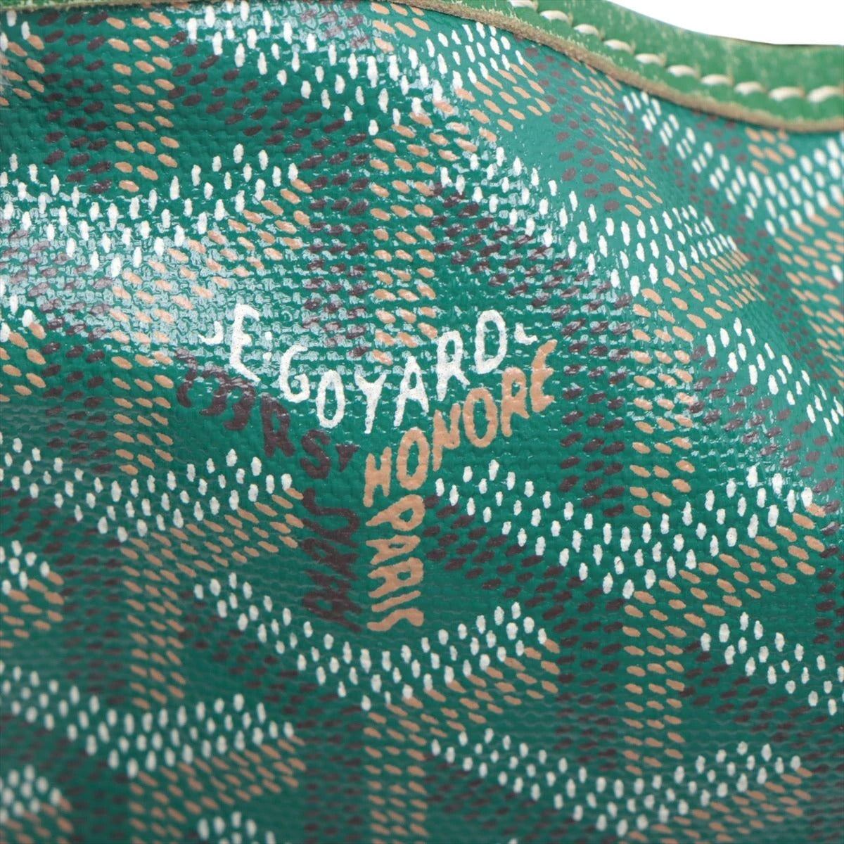 Pre-Loved Saint Louis Tote Goyardine Chevron Canvas Coated GM with Silver Hardware, Green