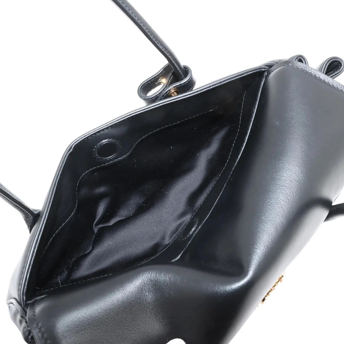 Pre-Loved Nappa Leather Shoulder Bag Leather with Gold Hardware, Black