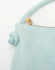 Pre-Loved Knot Shoulder Bag Suede Small with Gold Hardware, Light Blue