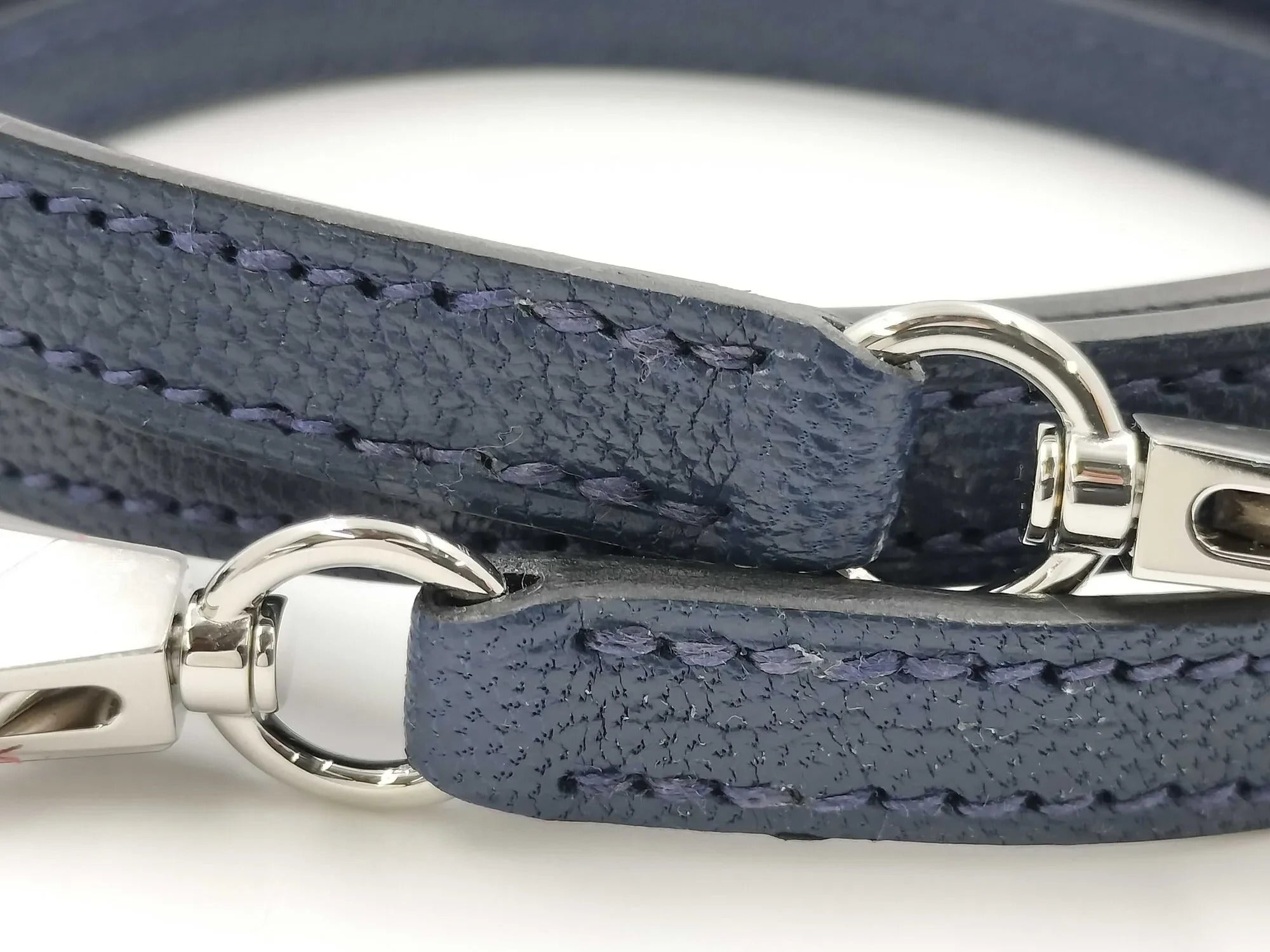 Pre-Loved Kelly Handbag Leather Mini II with Palladium Hardware, Navy Blue
