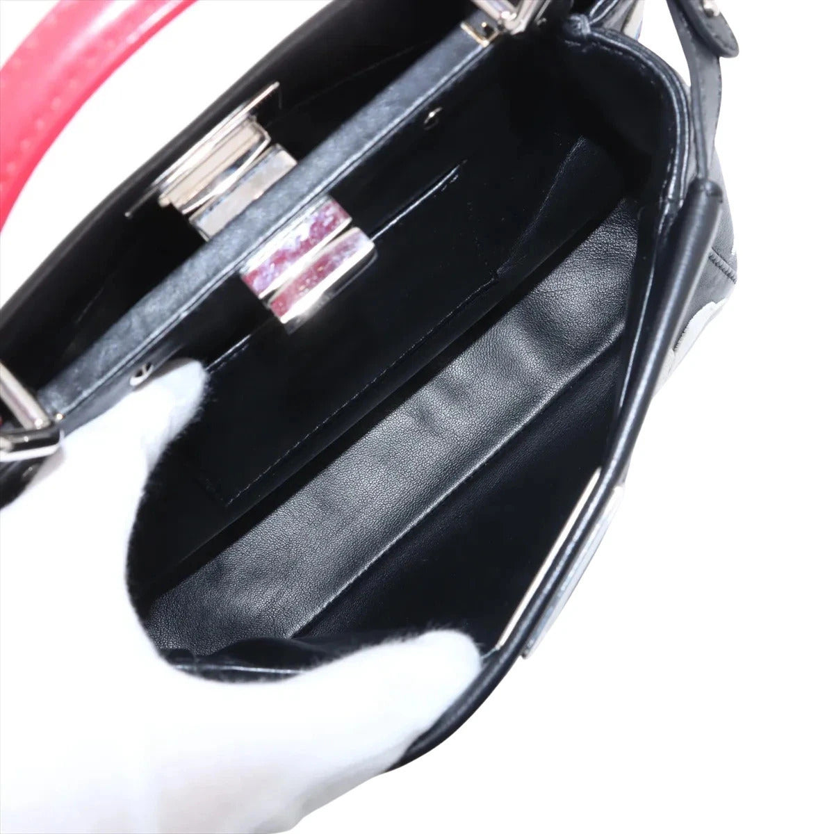Pre-Loved Peekaboo Handbag Floral Leather Mini with Silver Hardware, Black