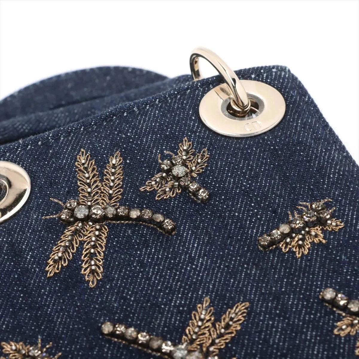 Pre-Loved Lady Dior Handbag Denim Mini with Gold Hardware, Blue