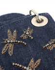 Pre-Loved Lady Dior Handbag Denim Mini with Gold Hardware, Blue