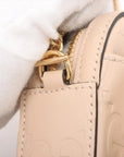 Pre-Loved GG Embossed Mini Chain Camera Bag Crossbody Bag Monogram Leather Mini with Gold Hardware, Beige