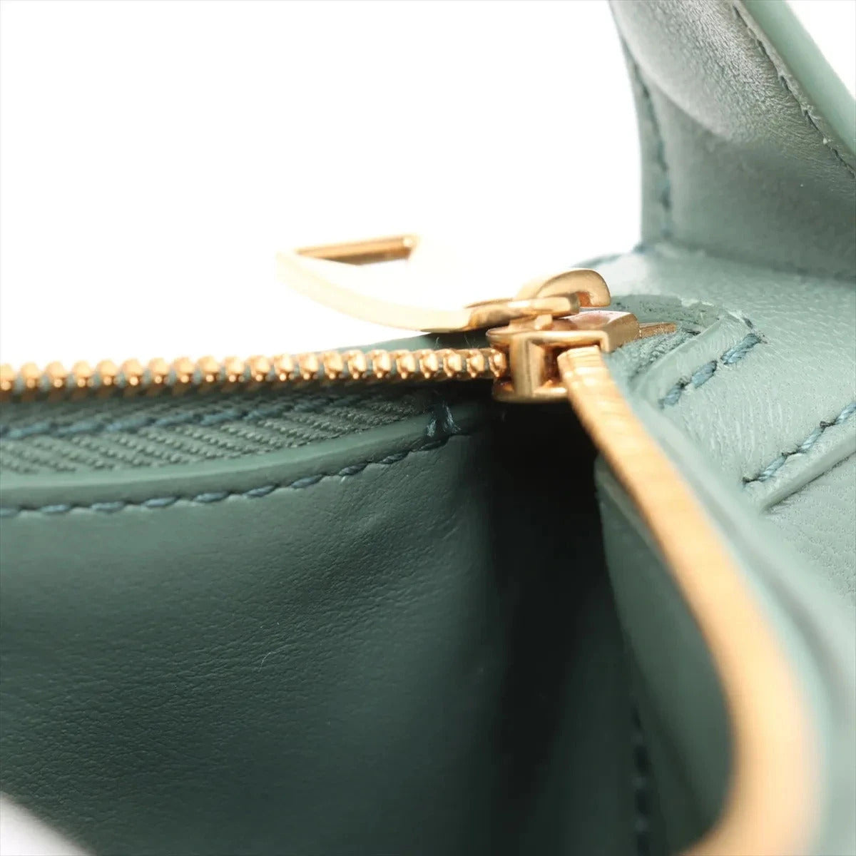 Pre-Loved Sunrise Shoulder Bag Intrecciato Leather Small with Gold Hardware, Sage Green