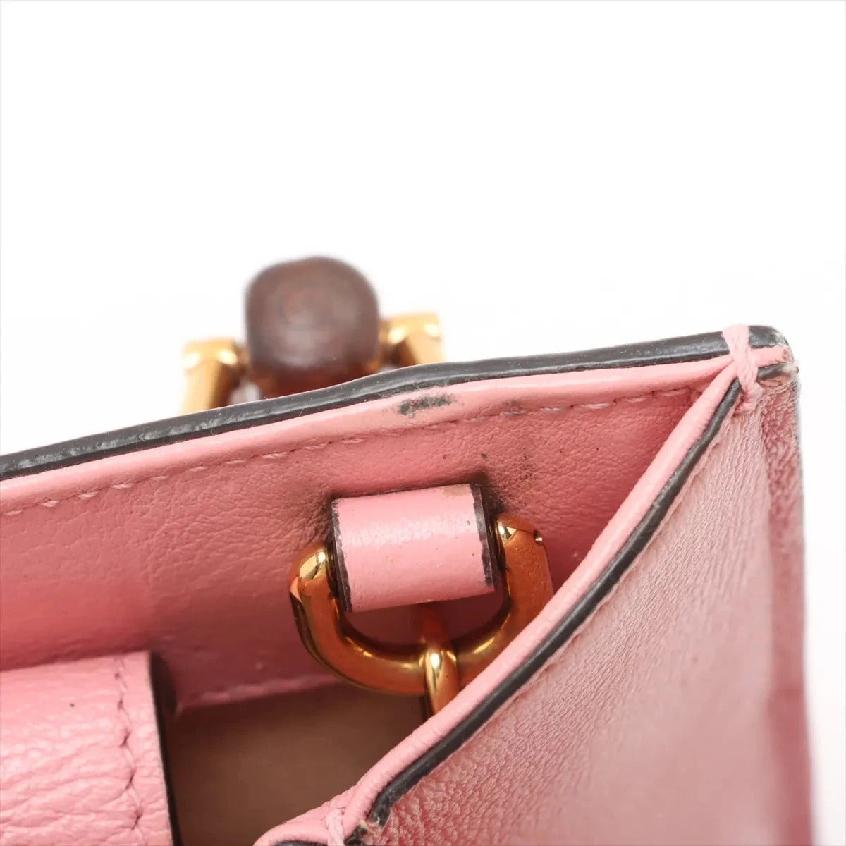 Pre-Loved Diana Bamboo Tote Leather Mini with Gold Hardware, Pink