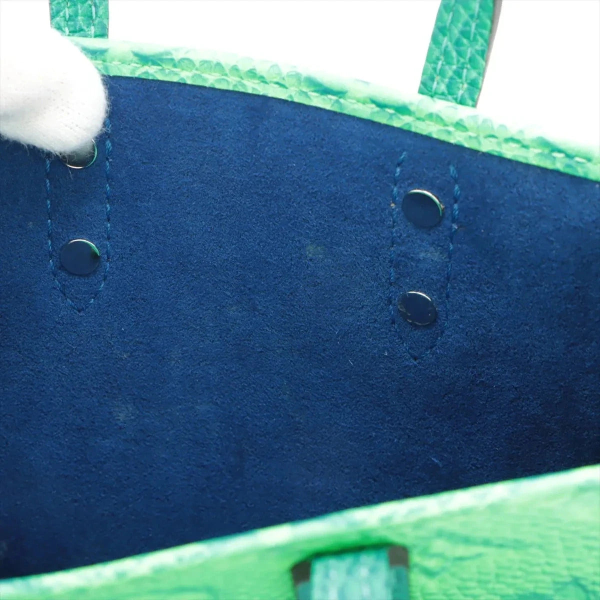 Pre-Loved Sac Plat Tote Monogram Leather XS with Silver Hardware, Green Blue Gradient