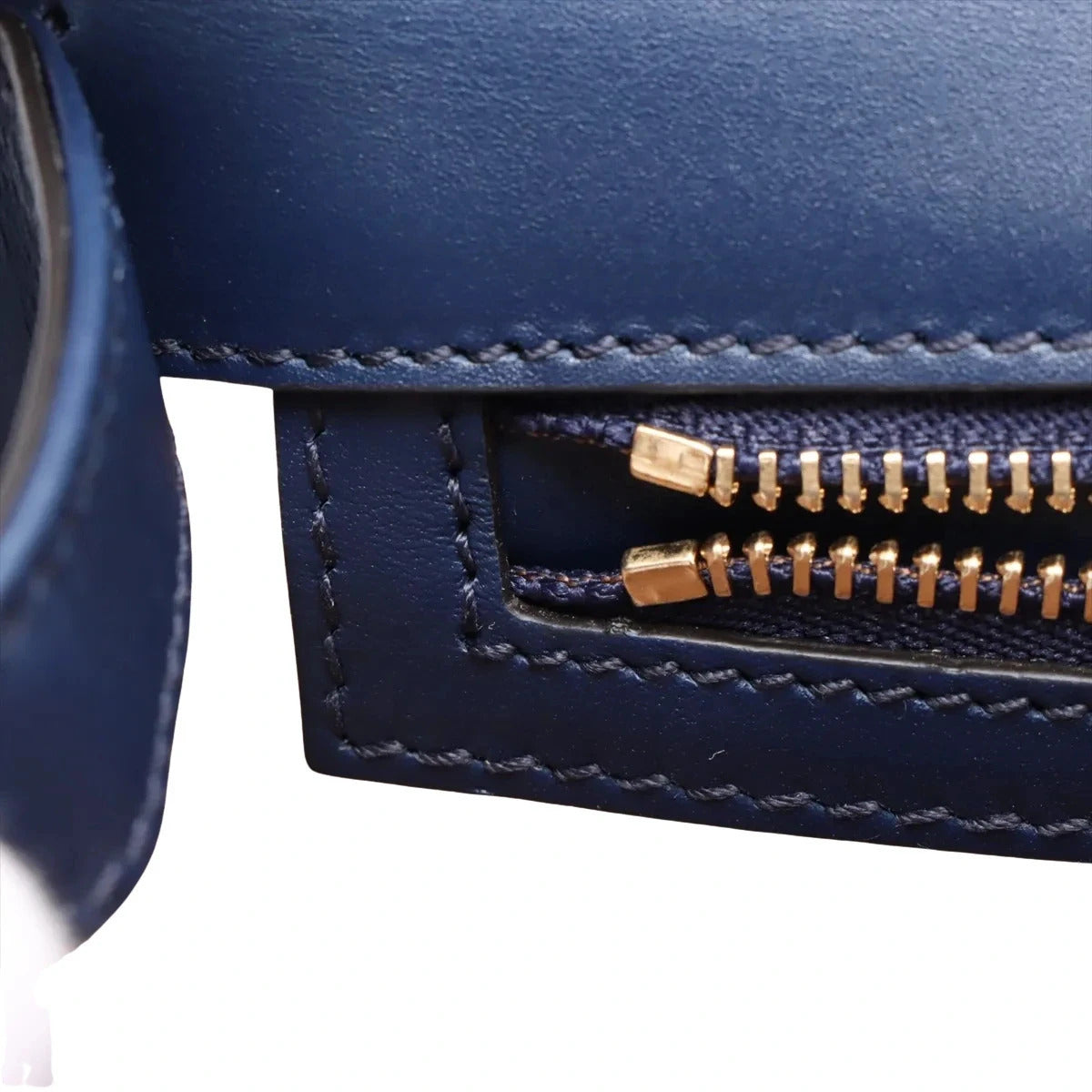 Pre-Loved Sylvie Shoulder Bag Leather Small with Gold Hardware, Navy Blue