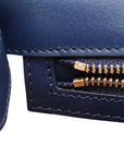 Pre-Loved Sylvie Shoulder Bag Leather Small with Gold Hardware, Navy Blue