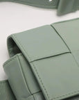 Pre-Loved Cassette Crossbody Bag Intrecciato Leather Mini with Silver Hardware, Sage Green