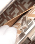 Pre-Loved Peekaboo Handbag Striped Canvas Mini with Silver Hardware, Brown and Beige