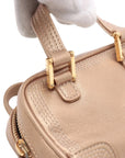 Pre-Loved Amazona Handbag Leather Mini with Gold Hardware, Metallic Beige