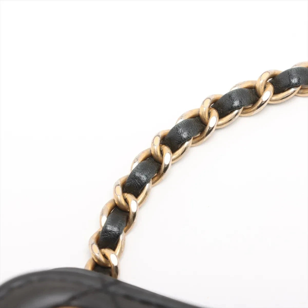 Pre-Loved CC Chain Logo Quilted Chain Bag Shoulder Bag Quilted Leather Small with Gold Hardware, Black
