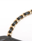 Pre-Loved CC Chain Logo Quilted Chain Bag Shoulder Bag Quilted Leather Small with Gold Hardware, Black