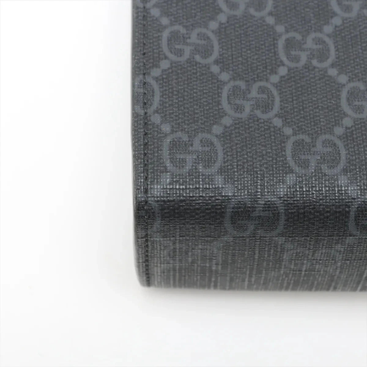 Pre-Loved GG Supreme Web Pouch Clutch Monogram Coated Canvas with Silver Hardware, Black