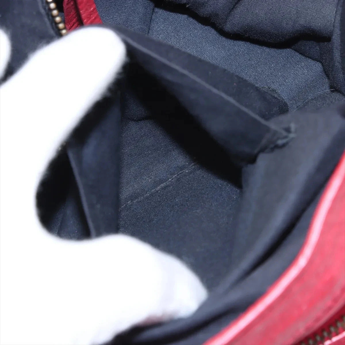 Pre-Loved City Handbag Leather with Matte Black Hardware, Red