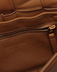 Pre-Loved Padded Cassette Crossbody Bag Intrecciato Leather Small with Gold Hardware, Tan