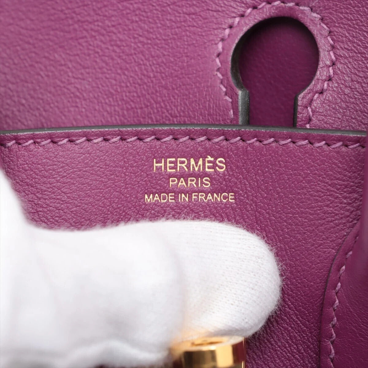 Pre-Loved Birkin Handbag Leather 25 with Gold Hardware, Purple