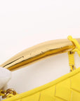Pre-Loved Sardine Mini Shoulder Bag Intrecciato Leather Mini with Gold Hardware, Yellow