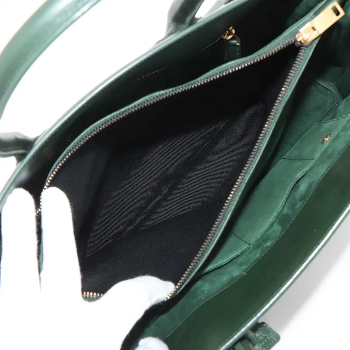 Pre-Loved Sac de Jour Tote Leather Small with Gold Hardware, Dark Green