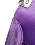 Pre-Loved Boy Shoulder Bag Quilted Leather Old Medium with Gold Hardware, Purple