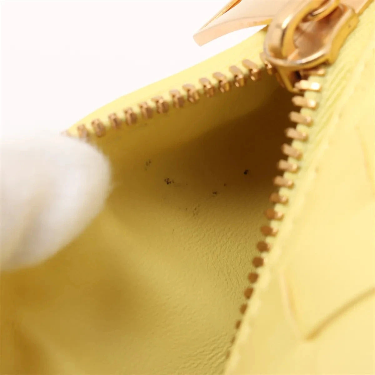 Pre-Loved Wallace Shoulder Bag Intrecciato Leather Small with Gold Hardware, Yellow