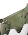 Pre-Loved Balloon Bucket Bag Leather Mini with Gold Hardware, Sage Green