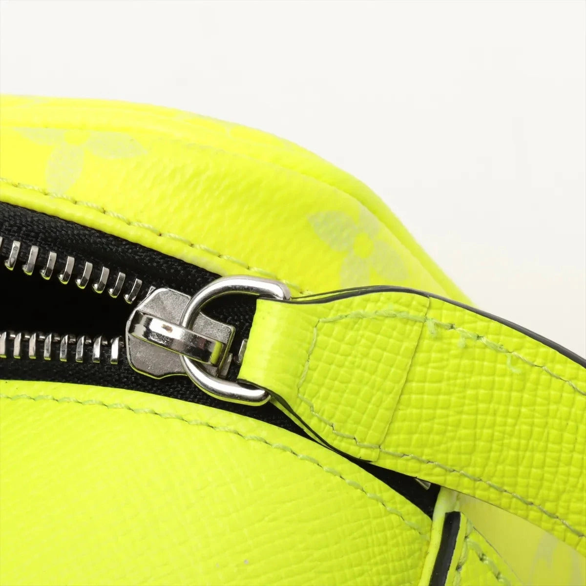 Pre-Loved Dopp Kit Pochette Monogram Coated Canvas with Silver Hardware, Neon Yellow