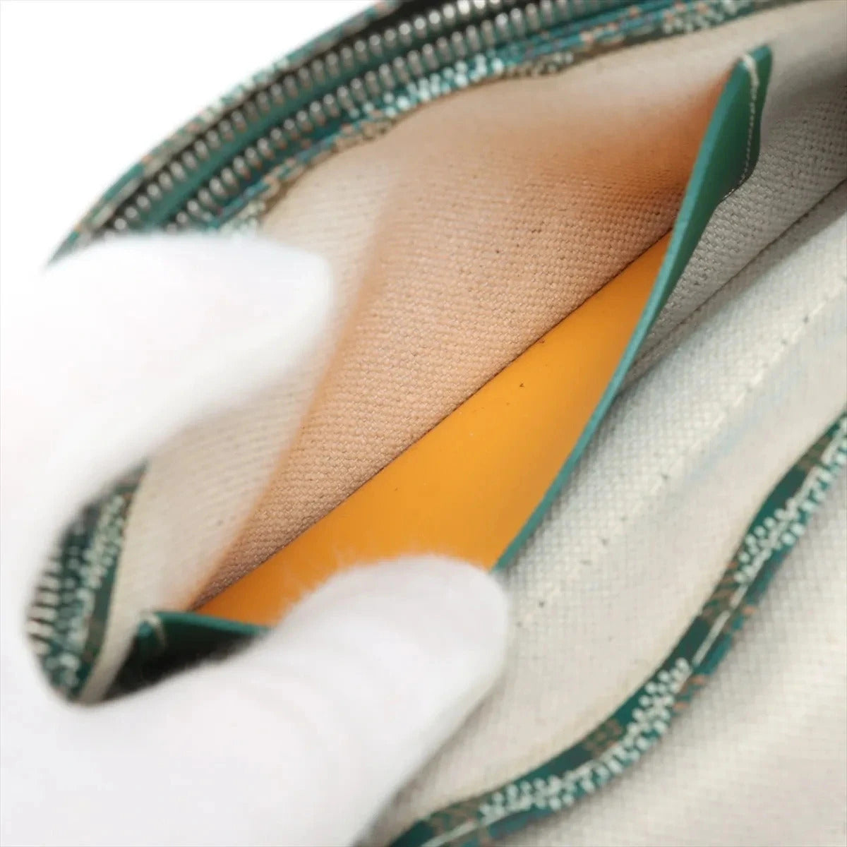Pre-Loved Plumet Crossbody Bag Goyardine Chevron Coated Canvas with Silver Hardware, Green