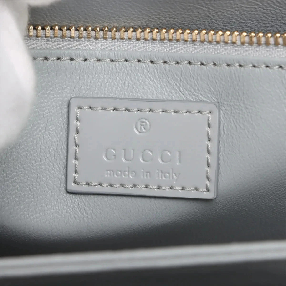 Pre-Loved Hook Shoulder Bag Leather Small with Gold Hardware, Light Grey
