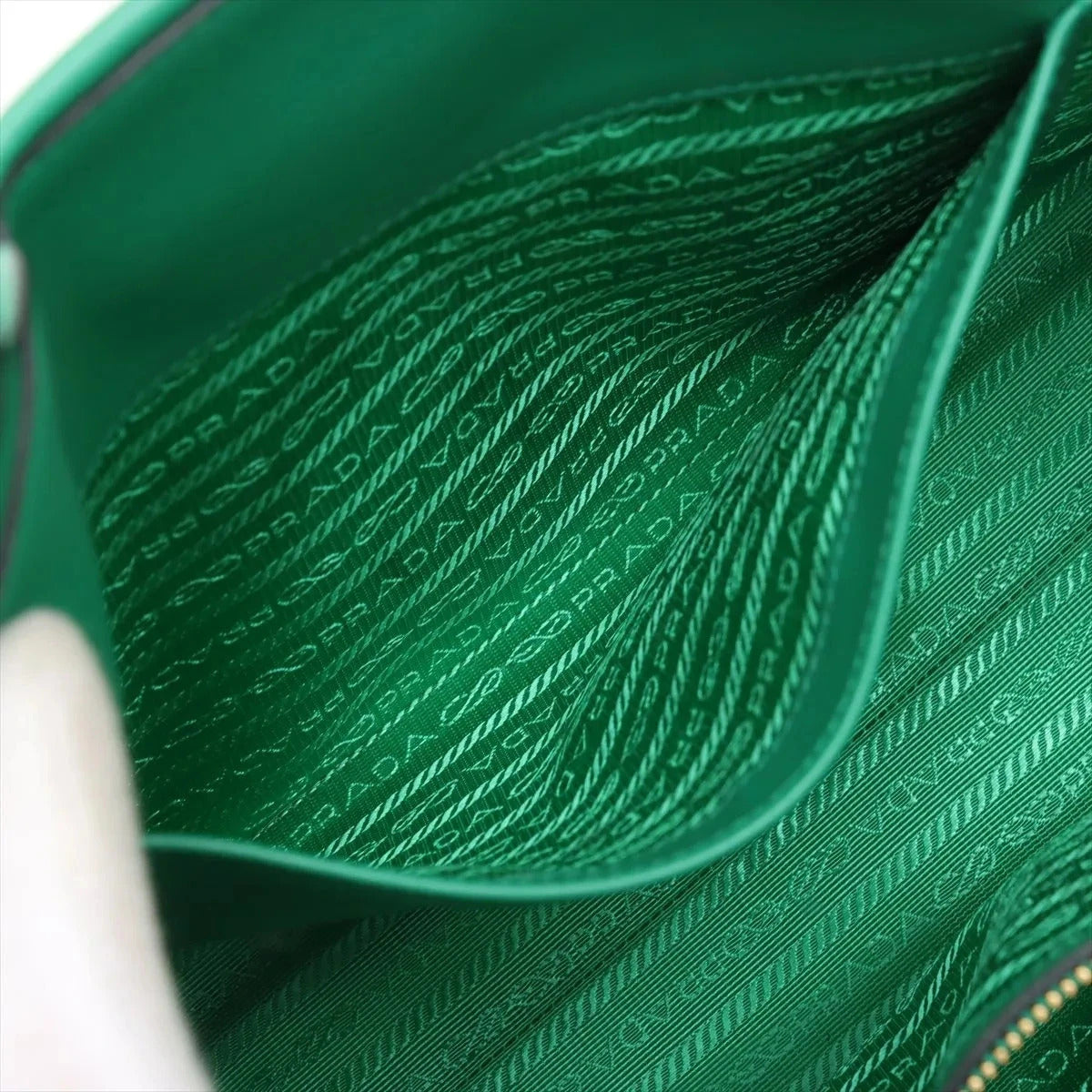 Pre-Loved Symbole Tote Triangle Leather Small with Gold Hardware, Green