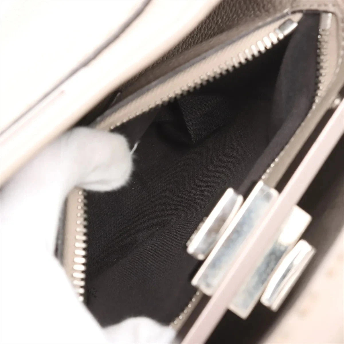 Pre-Loved Peekaboo Selleria Handbag Leather with Silver Hardware, Taupe