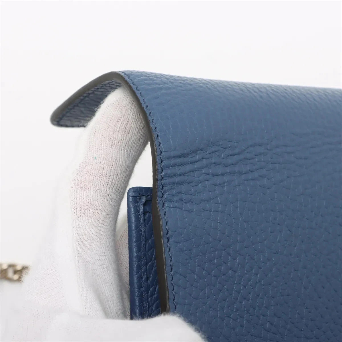 Pre-Loved Interlocking G Wallet on Chain Crossbody Bag Leather with Gold Hardware, Blue