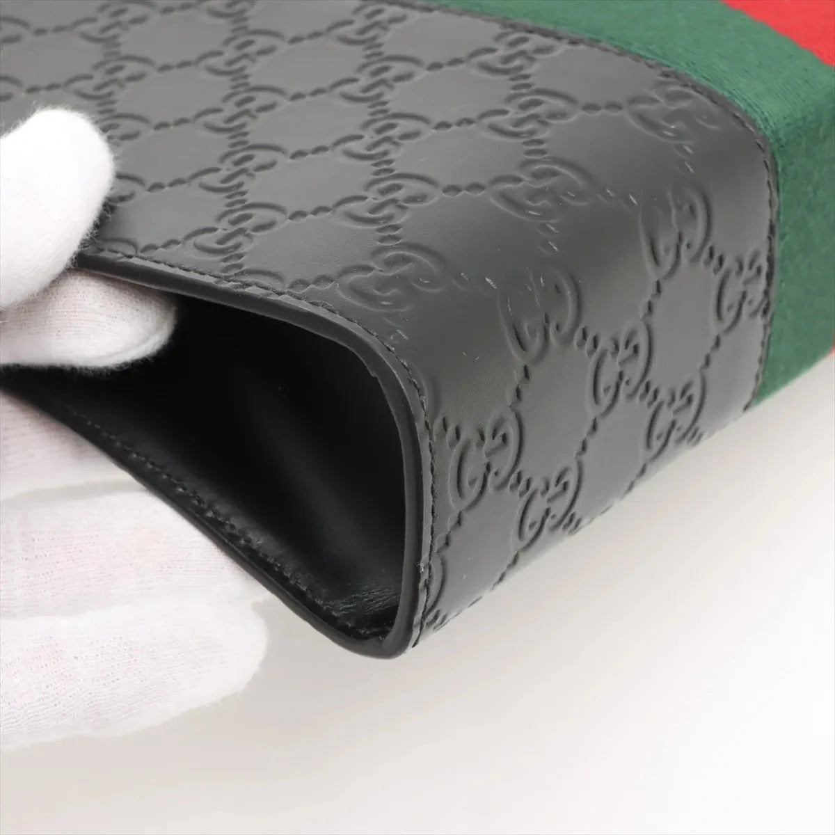 Pre-Loved Web Microguccissima Pouch Clutch Microguccissima Leather with Silver Hardware, Black