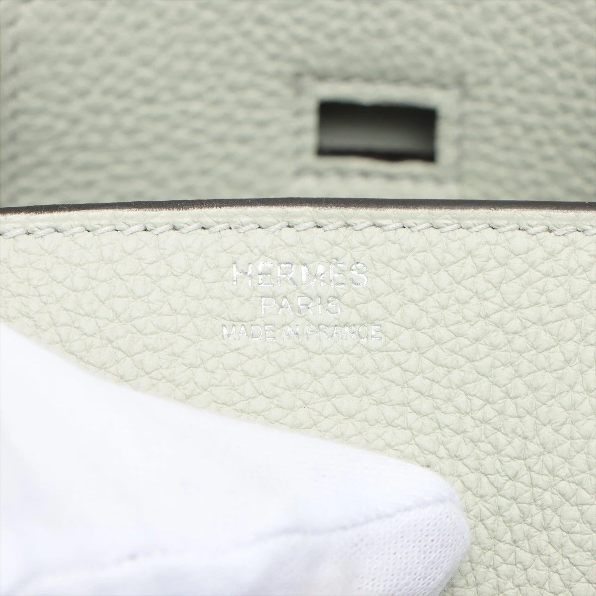 Pre-Loved Birkin Handbag Leather 30 with Palladium Hardware, Vert Fizz