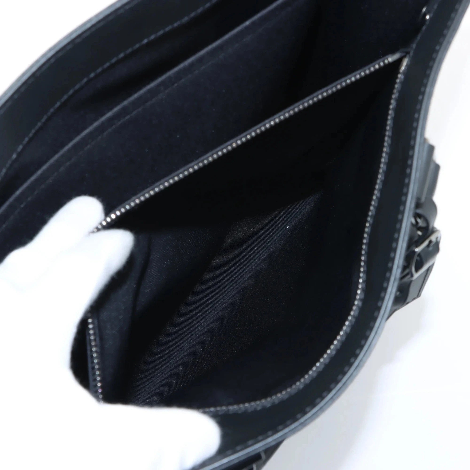 Pre-Loved Sac Plat Tote Monogram Coated Canvas with Silver Hardware, Black