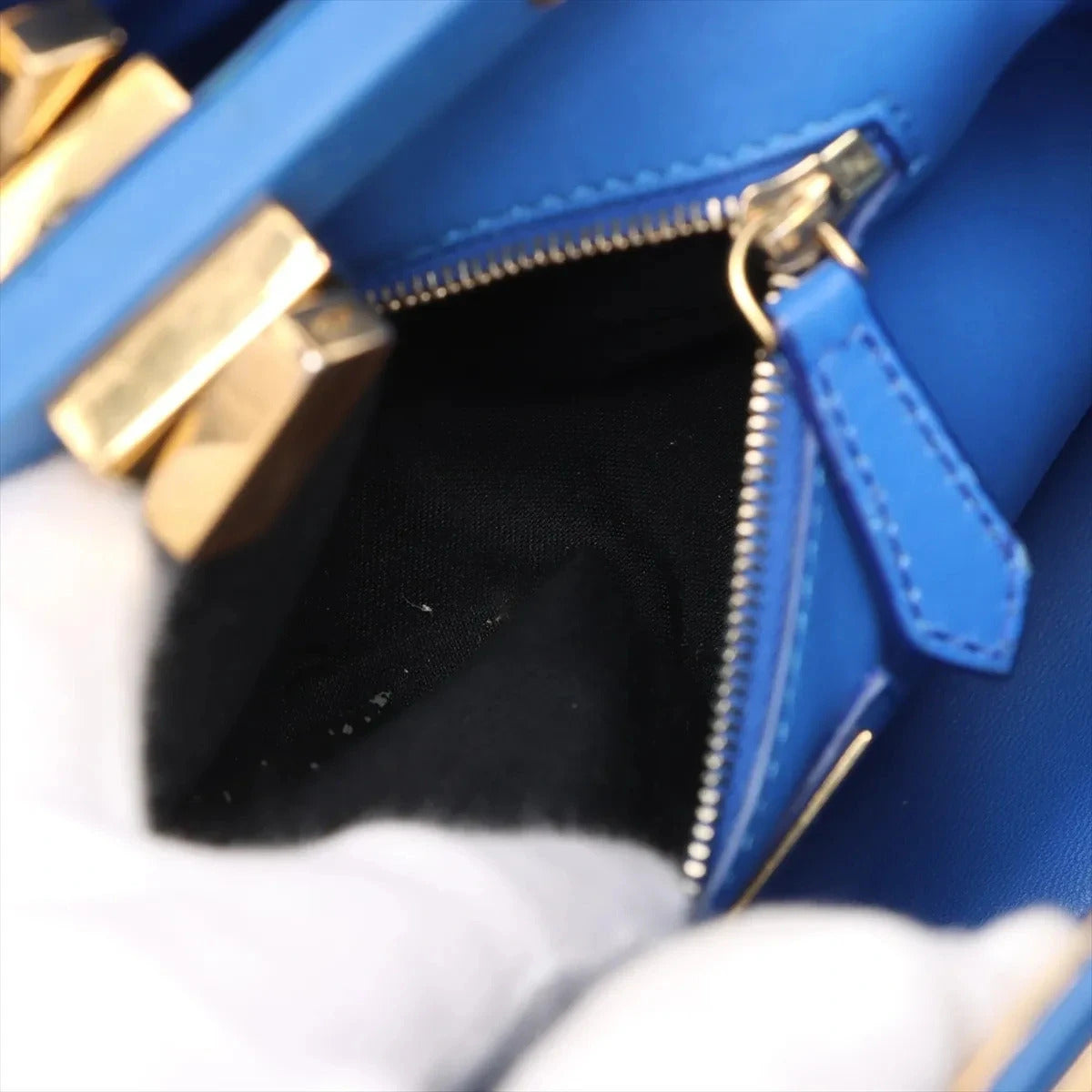 Pre-Loved Peekaboo Handbag Leather Mini with Gold Hardware, Blue
