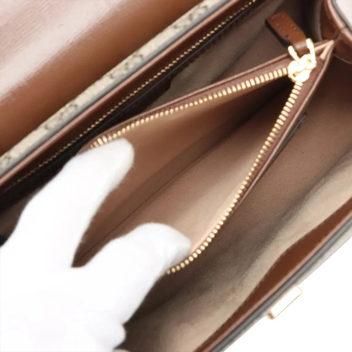 Pre-Loved Horsebit 1955 Handbag Monogram Coated Canvas with Gold Hardware, Beige/Brown