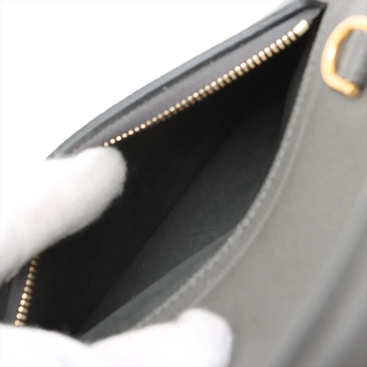 Pre-Loved Belt Bag Handbag Leather Micro with Gold Hardware, Gray