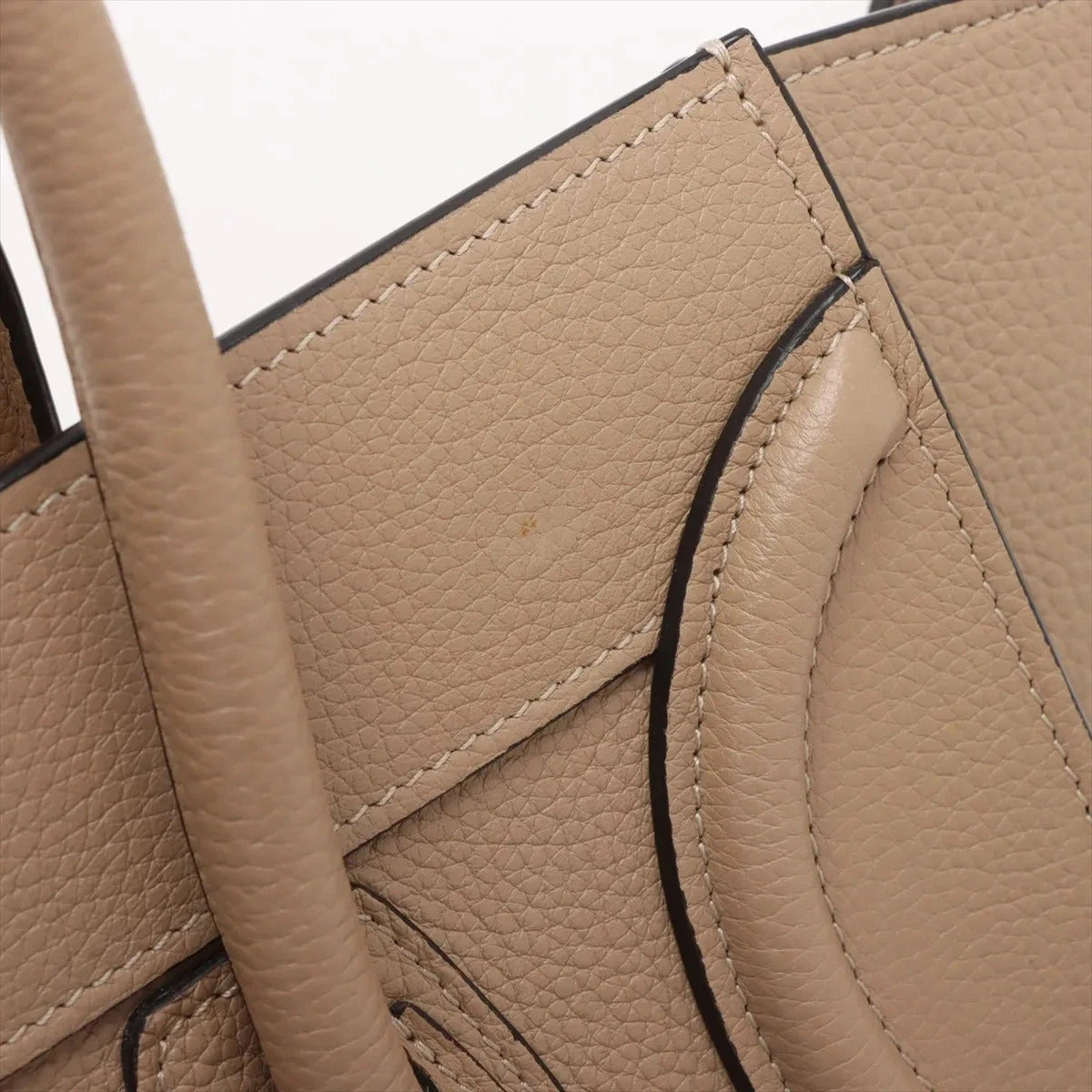 Pre-Loved Luggage Tote Leather Micro with Silver Hardware, Beige