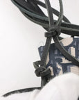 Pre-Loved Oblique Net Tote Tote Oblique Coated Canvas with Gold Hardware, Navy Blue and Beige