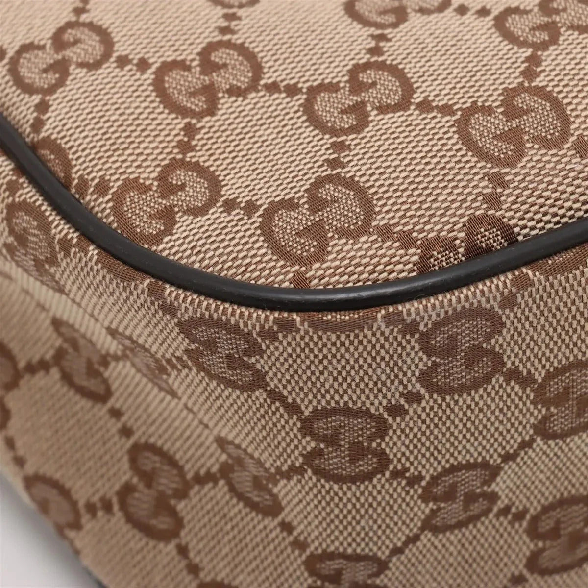 Pre-Loved GG Messenger Crossbody Bag Monogram Coated Canvas with Silver Hardware, Beige/Ebony