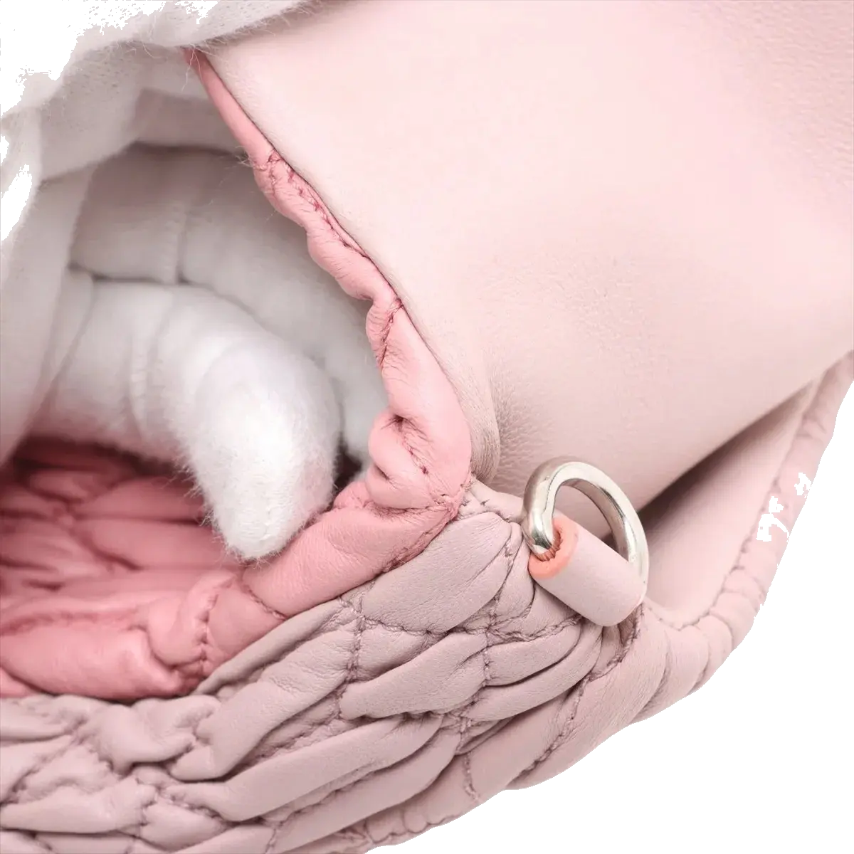 Pre-Loved Matelassé Crystal Shoulder Bag Quilted Leather Small with Silver Hardware, Pink