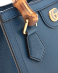Pre-Loved Diana Bamboo Tote Leather Mini with Gold Hardware, Blue