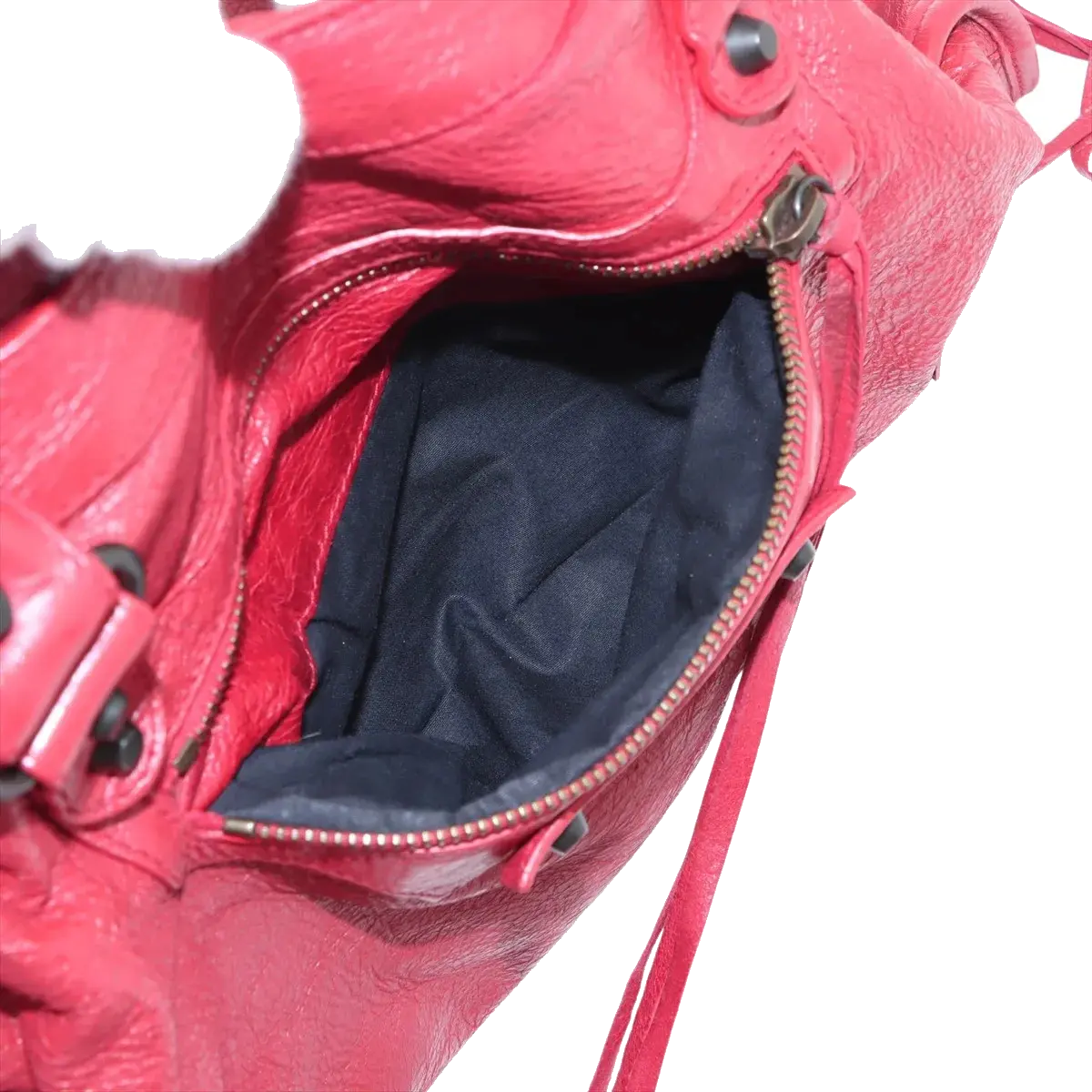 Pre-Loved City Handbag Leather with Matte Black Hardware, Red